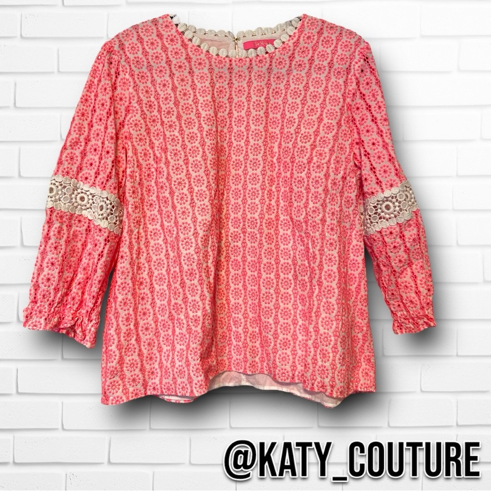 LILY PULITZER JORDANA STARBURST EYELET TOP, WOMENS 16, NWT, EUC.